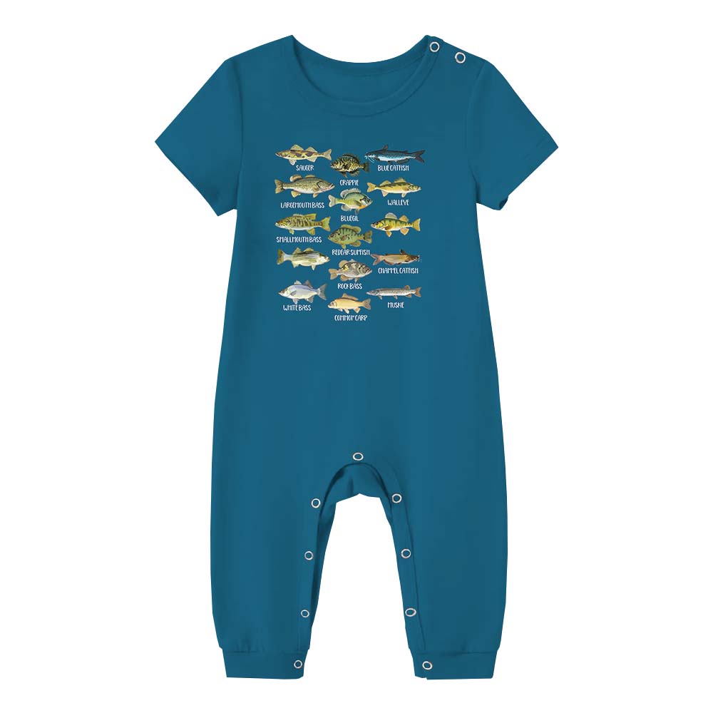 North American Fish Short Sleeve Matching Pajamas North American Fish Short Sleeve Matching Pajamas