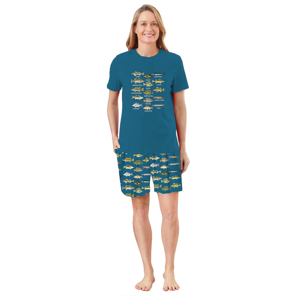 North American Fish Short Sleeve Matching Pajamas North American Fish Short Sleeve Matching Pajamas