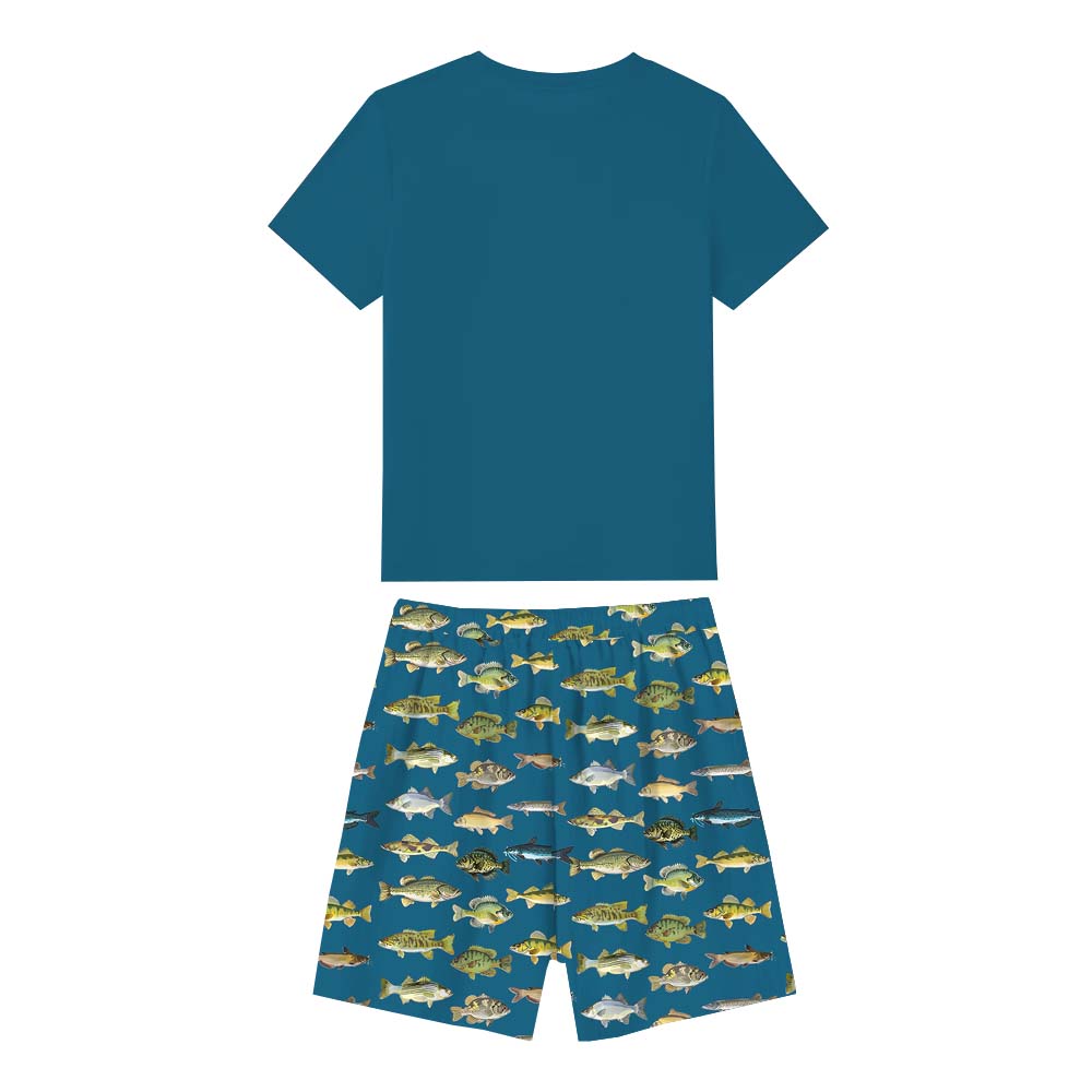 North American Fish Short Sleeve Matching Pajamas North American Fish Short Sleeve Matching Pajamas