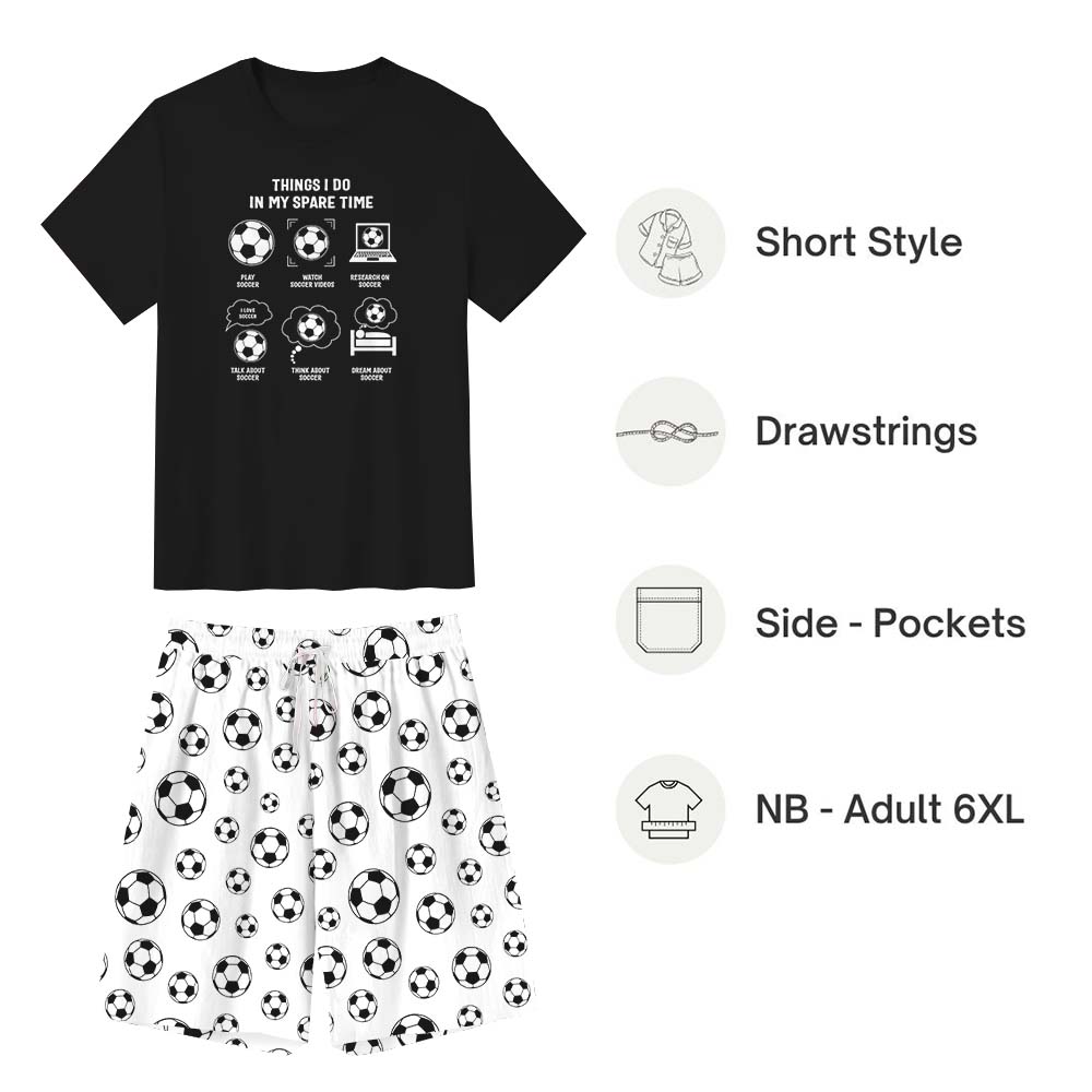 Soccer Jammies Matching Short Sleeves For Christmas Black