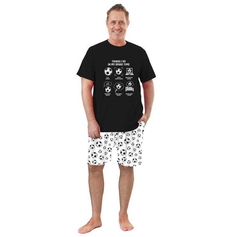 Soccer Jammies Matching Short Sleeves For Christmas Black