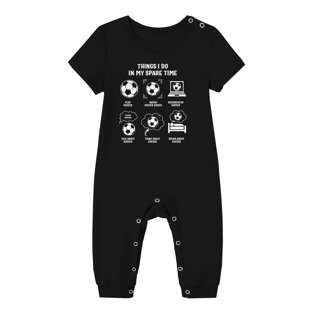 Soccer Jammies Matching Short Sleeves For Christmas Black