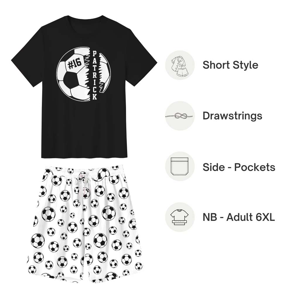 Custom Soccer Short Sleeve Matching Pajamas Custom Soccer Short Sleeve Matching Pajamas