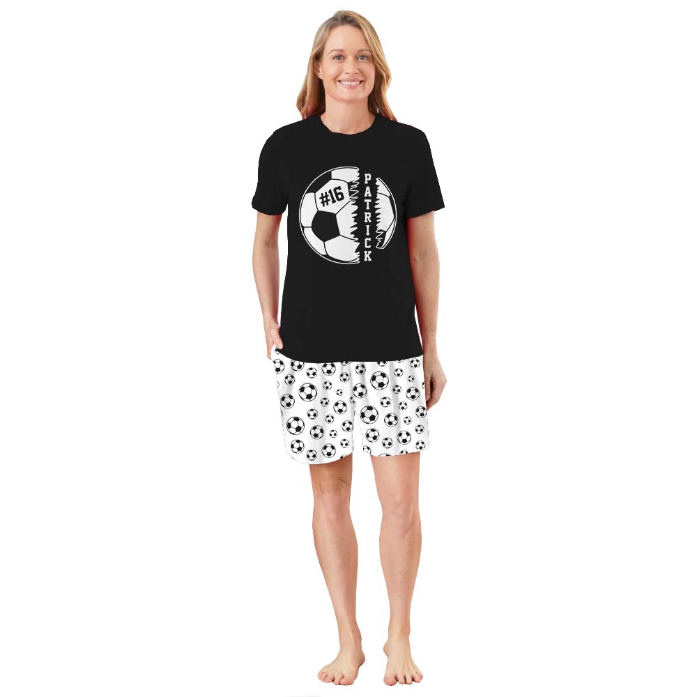 Custom Soccer Short Sleeve Matching Pajamas Custom Soccer Short Sleeve Matching Pajamas