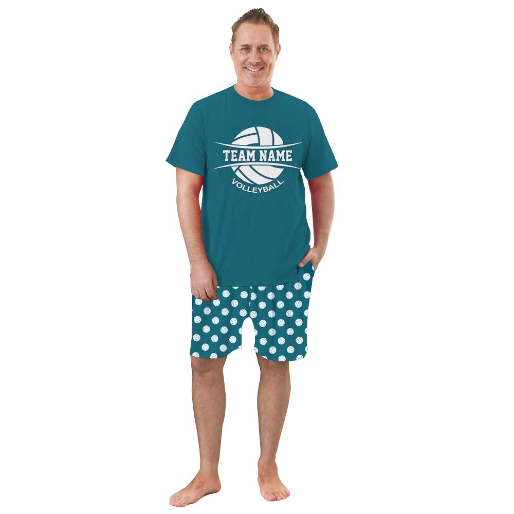 Custom Volleyball Sports Team Short Sleeve Pajama Set Custom Volleyball Sports Team Short Sleeve Pajama Set