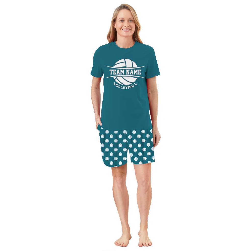 Custom Volleyball Sports Team Short Sleeve Pajama Set Custom Volleyball Sports Team Short Sleeve Pajama Set