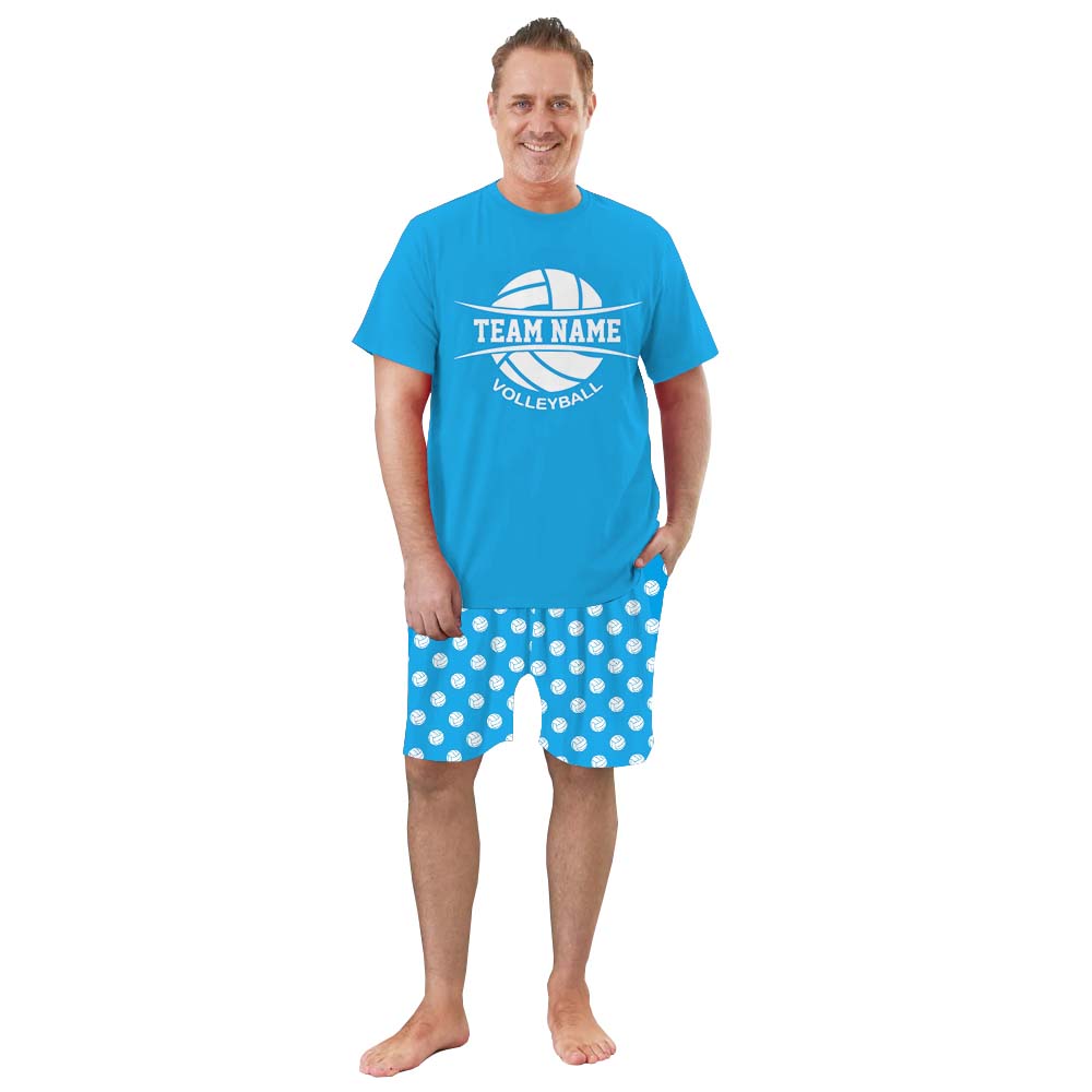 Personalized Volleyball Sports Team Pajamas Short Sets Blue Personalized Volleyball Sports Team Pajamas Short Sets Blue