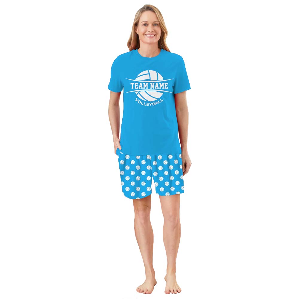 Personalized Volleyball Sports Team Pajamas Short Sets Blue Personalized Volleyball Sports Team Pajamas Short Sets Blue