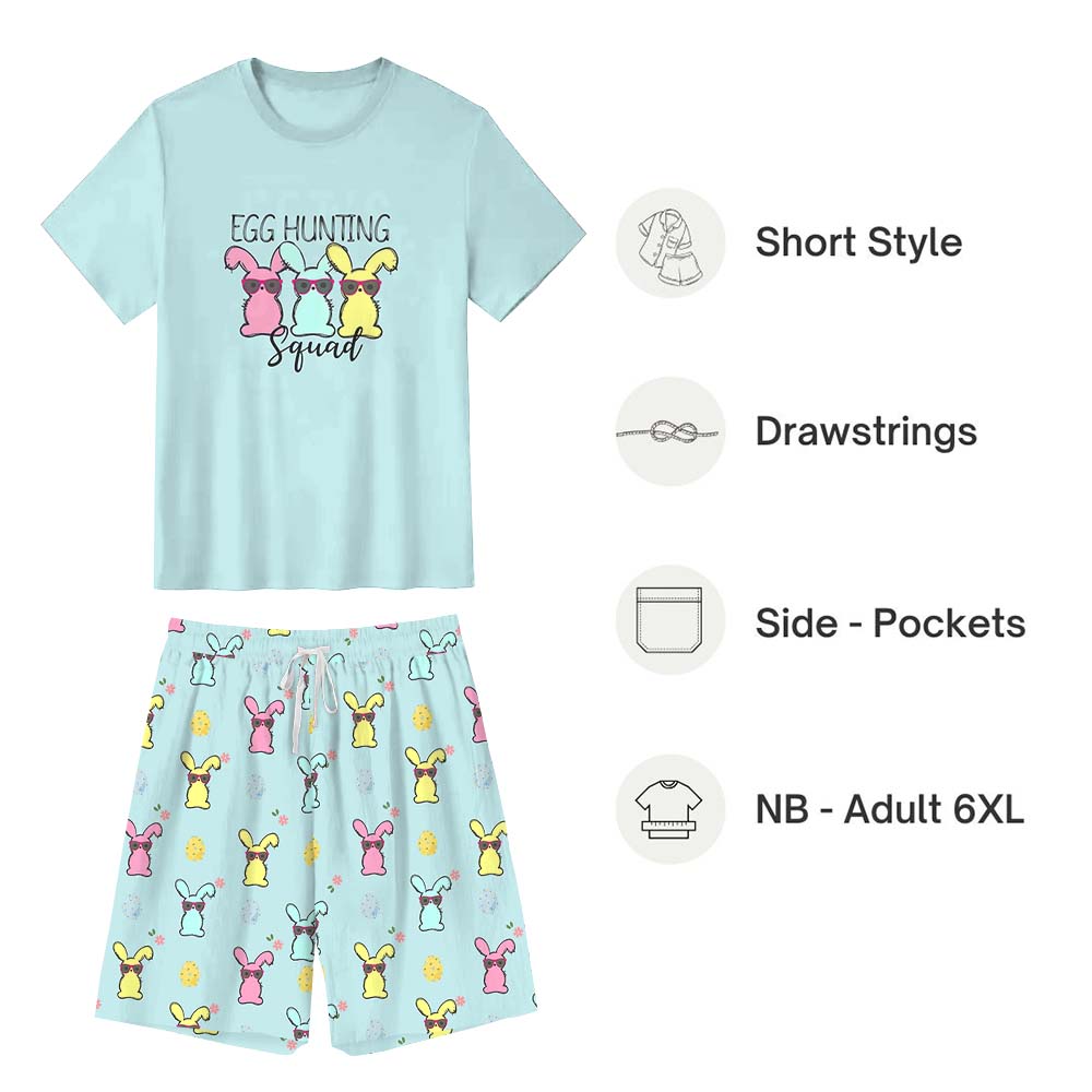 Egg Hunting Squad Pajamas Short Sets