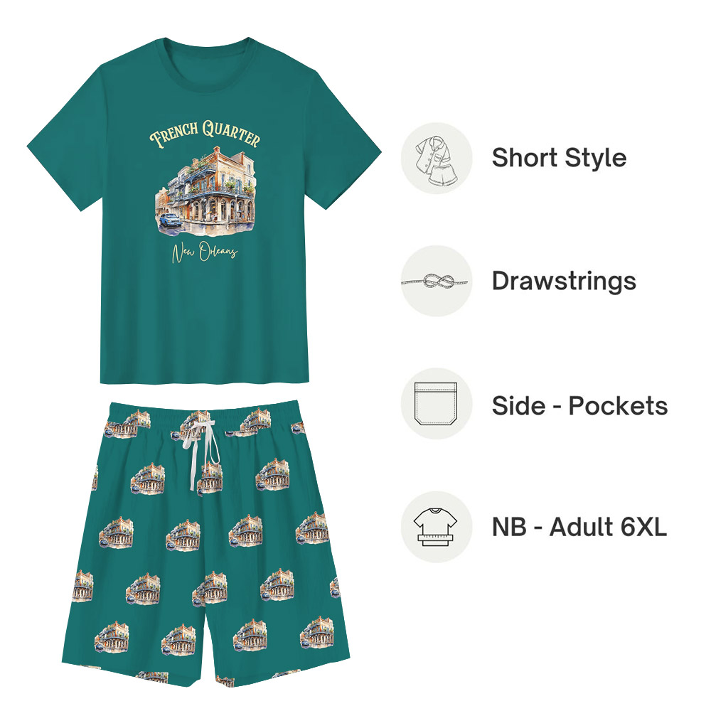 New Orleans Mardi Gras Pajamas Tshirt And Shorts Green