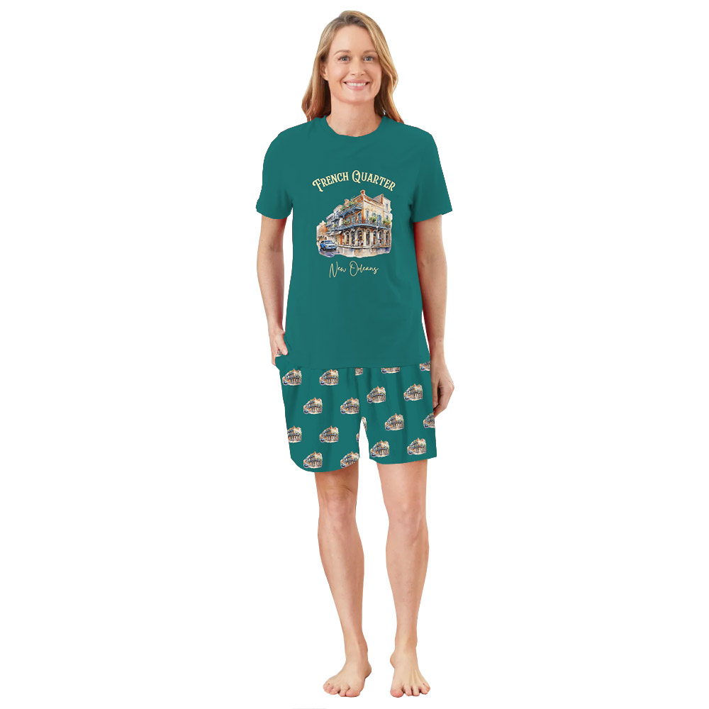 New Orleans Mardi Gras Pajamas Tshirt And Shorts Green