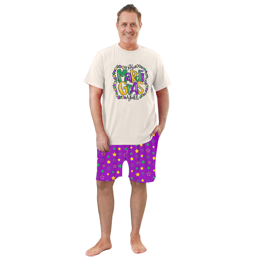 Cute It's Mardi Gras Y'all Pajamas Tshirt And Shorts Cute It's Mardi Gras Y'all Pajamas Tshirt And Shorts
