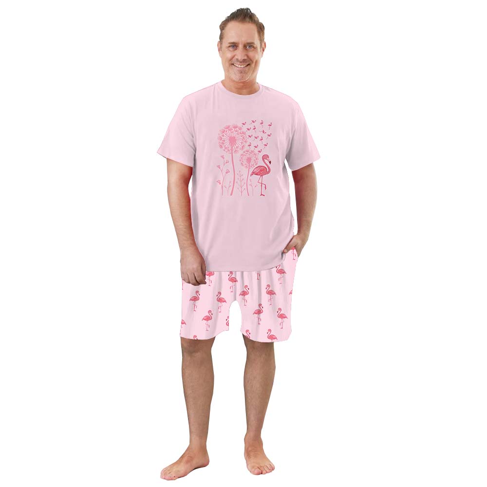 Pink Flamingo Family Matching Pajamas With Dog Short Sleeve Pink Flamingo Family Matching Pajamas With Dog Short Sleeve