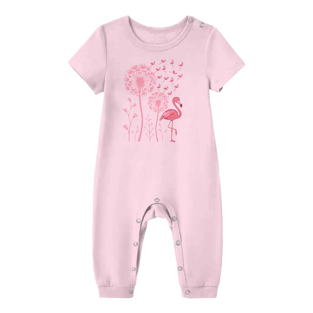 Pink Flamingo Family Matching Pajamas With Dog Short Sleeve Pink Flamingo Family Matching Pajamas With Dog Short Sleeve