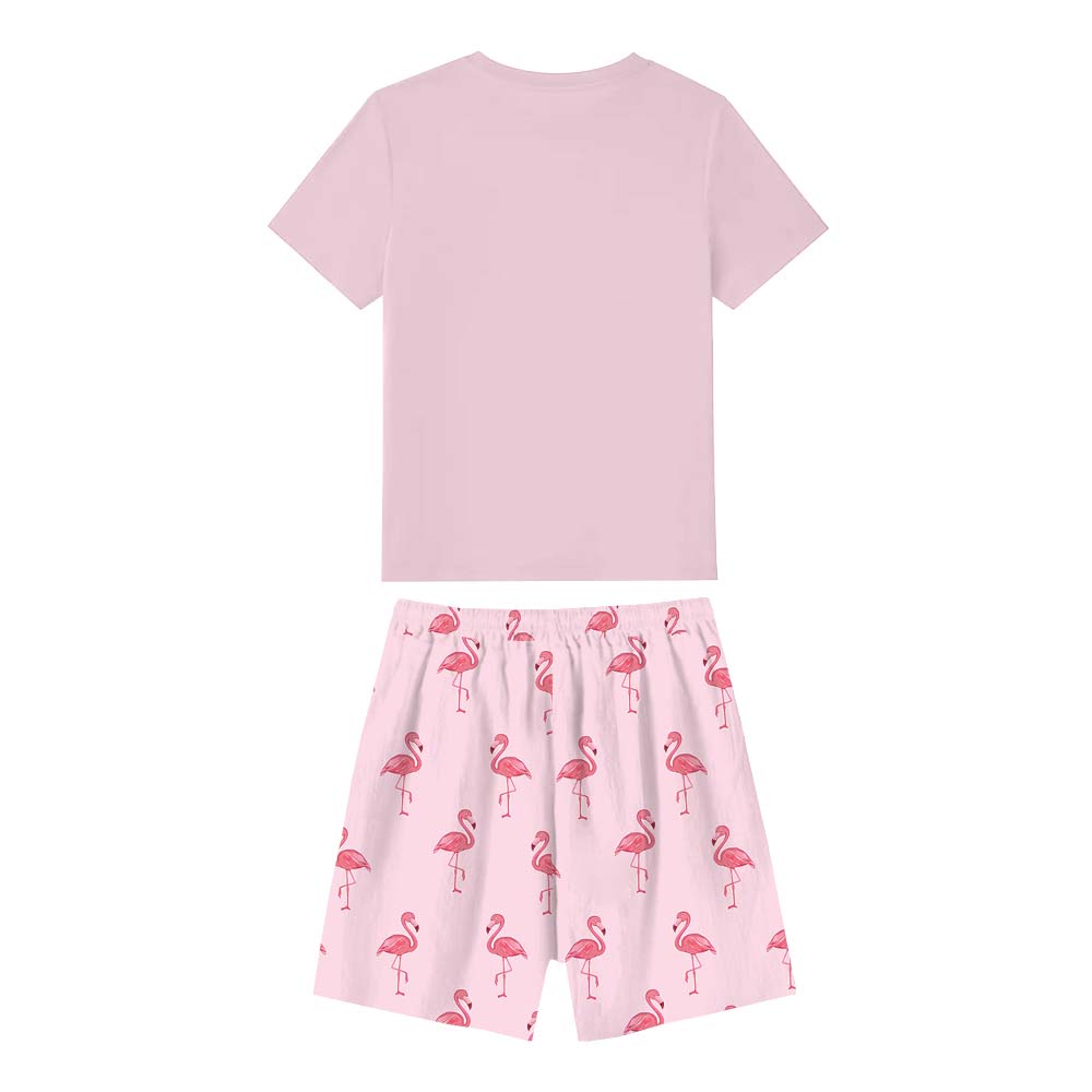 Pink Flamingo Family Matching Pajamas With Dog Short Sleeve Pink Flamingo Family Matching Pajamas With Dog Short Sleeve