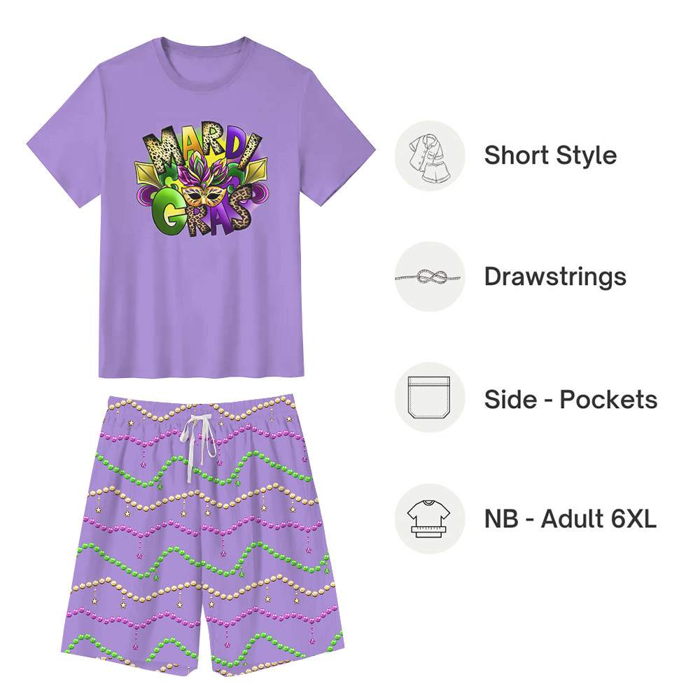 Festive Mardi Gras T-shirt And Shorts Purple