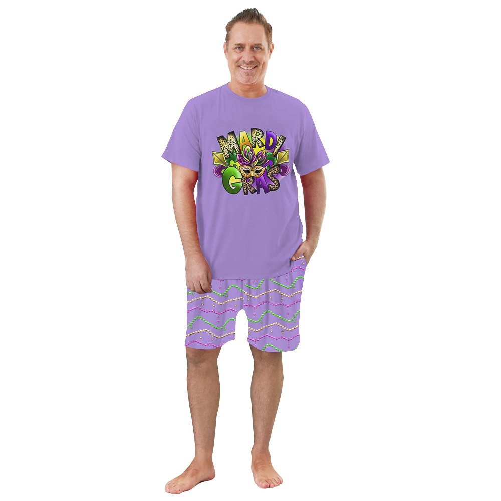 Festive Mardi Gras T-shirt And Shorts Purple