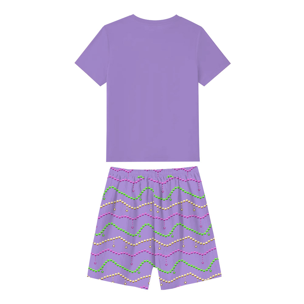 Festive Mardi Gras T-shirt And Shorts Purple