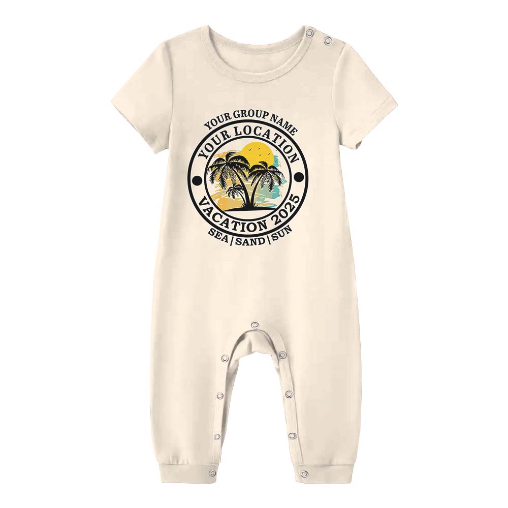 Customized Text Vacation 2025 Short Sleeve Matching Holiday Pajamas Customized Text Vacation 2025 Short Sleeve Matching Holiday Pajamas