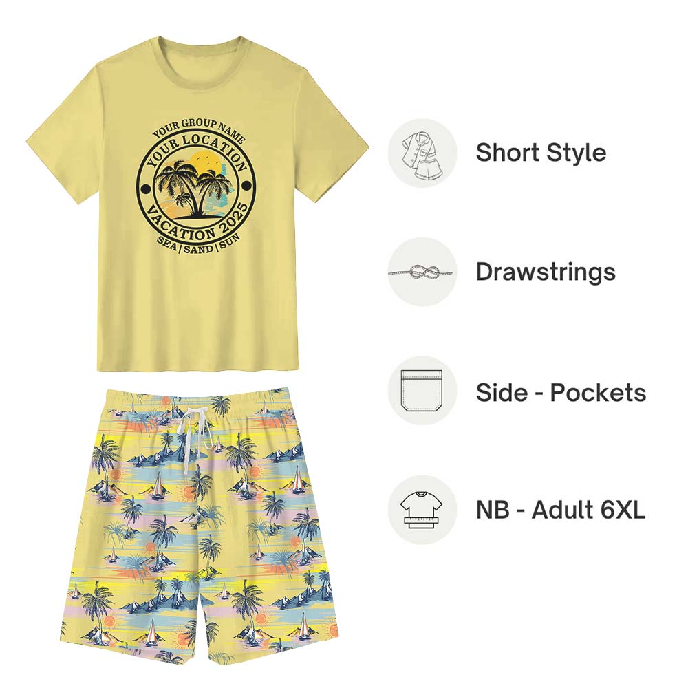 Personalized Tropical Vacation 2025 Pajamas For Family And Pets Short Sleeves Personalized Tropical Vacation 2025 Pajamas For Family And Pets Short Sleeves