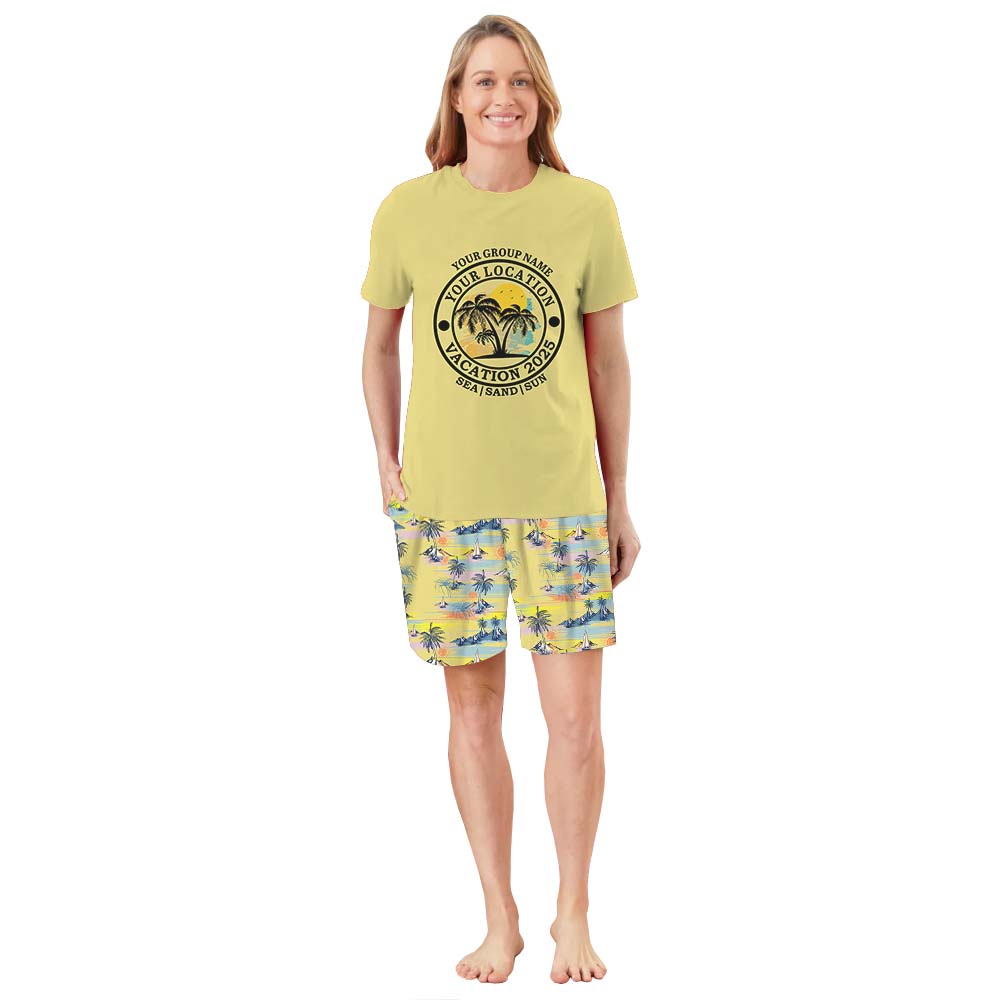 Personalized Tropical Vacation 2025 Pajamas For Family And Pets Short Sleeves Personalized Tropical Vacation 2025 Pajamas For Family And Pets Short Sleeves