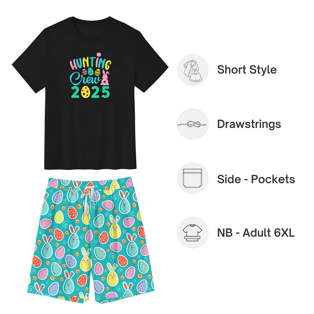 Festive Hunting Crew 2025 Pajamas Short Sets