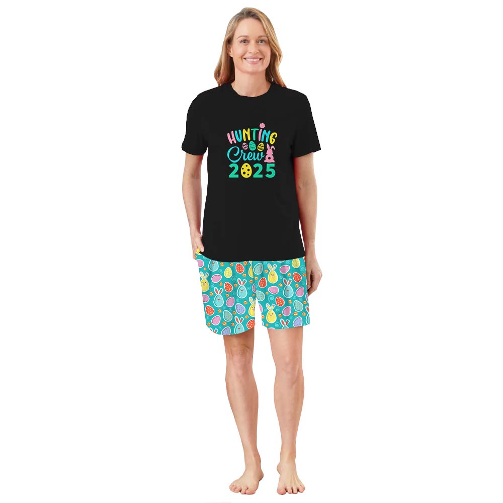Festive Hunting Crew 2025 Pajamas Short Sets