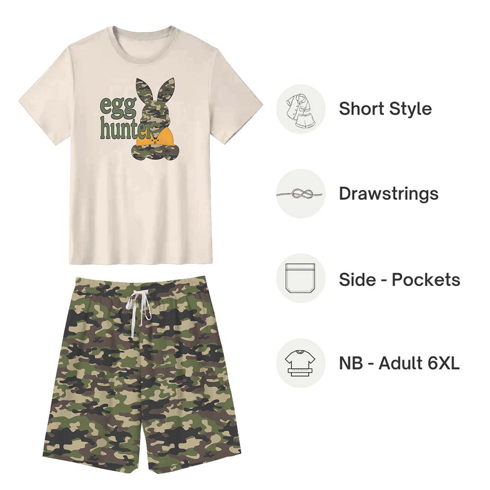 Camo Egg Hunter Easter Bunny Short Sleeve Pajama Set
