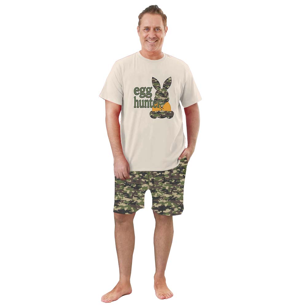Camo Egg Hunter Easter Bunny Short Sleeve Pajama Set