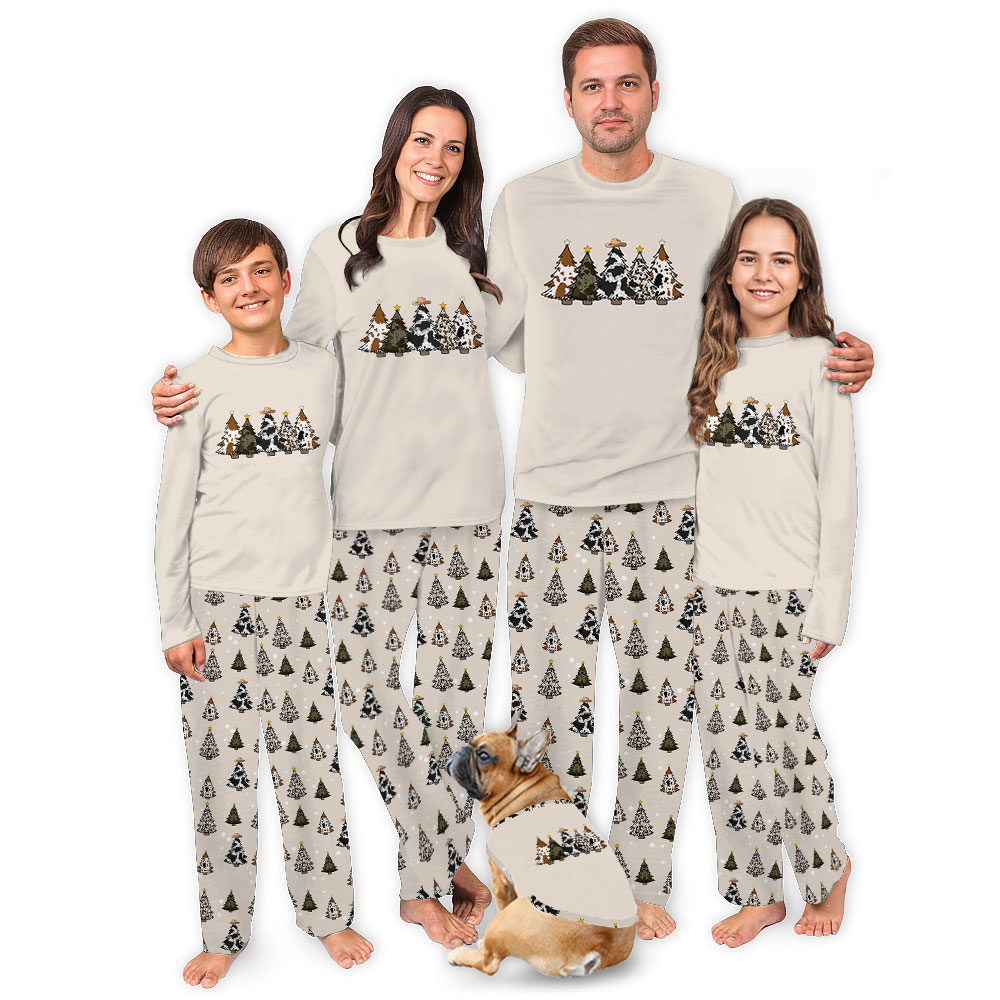 Rustic Cowhide Country Christmas Pajamas For Cow Lovers