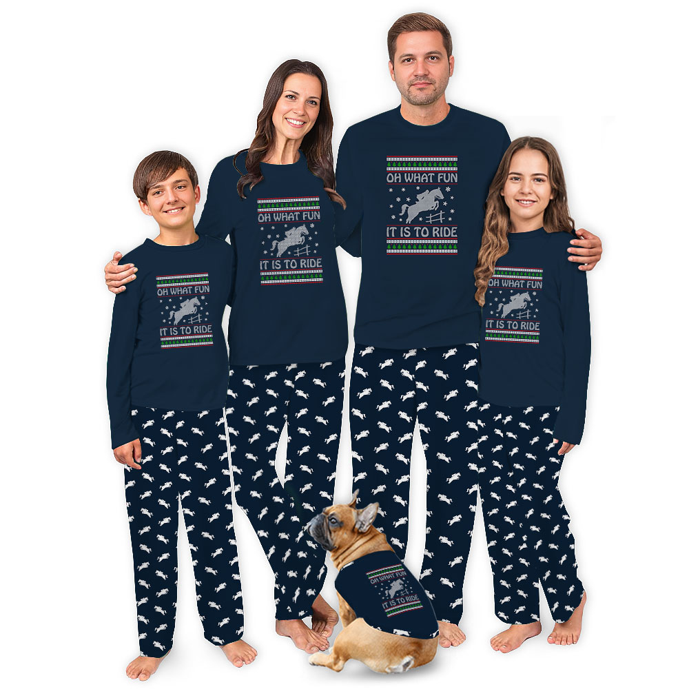 Oh What Fun It Is To Ride Horse Christmas Pajamas For Adults And Children Oh What Fun It Is To Ride Horse Christmas Pajamas For Adults And Children