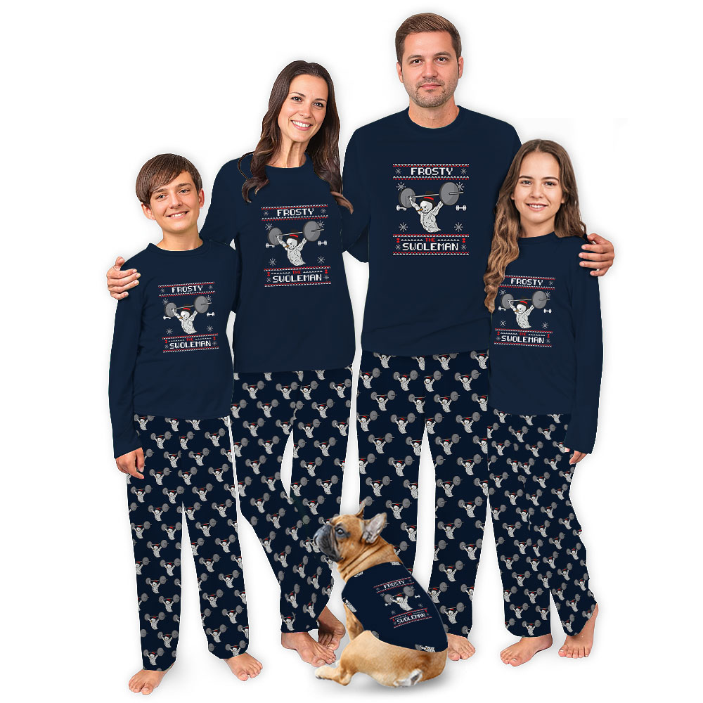 Funny Frosty Swoleman Gymnastics Christmas Pajamas Muscle Snowman Funny Frosty Swoleman Gymnastics Christmas Pajamas Muscle Snowman
