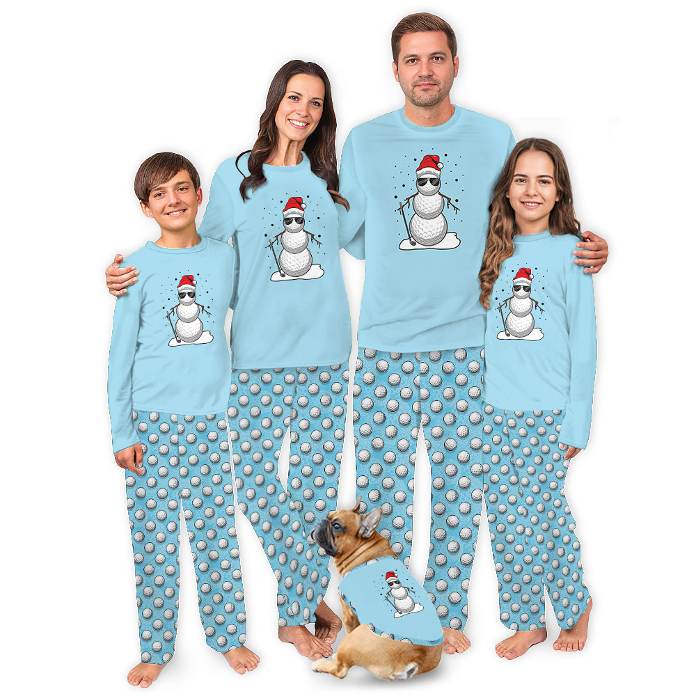 Unisex Golf Themed Pajamas For Christmas Blue Unisex Golf Themed Pajamas For Christmas Blue