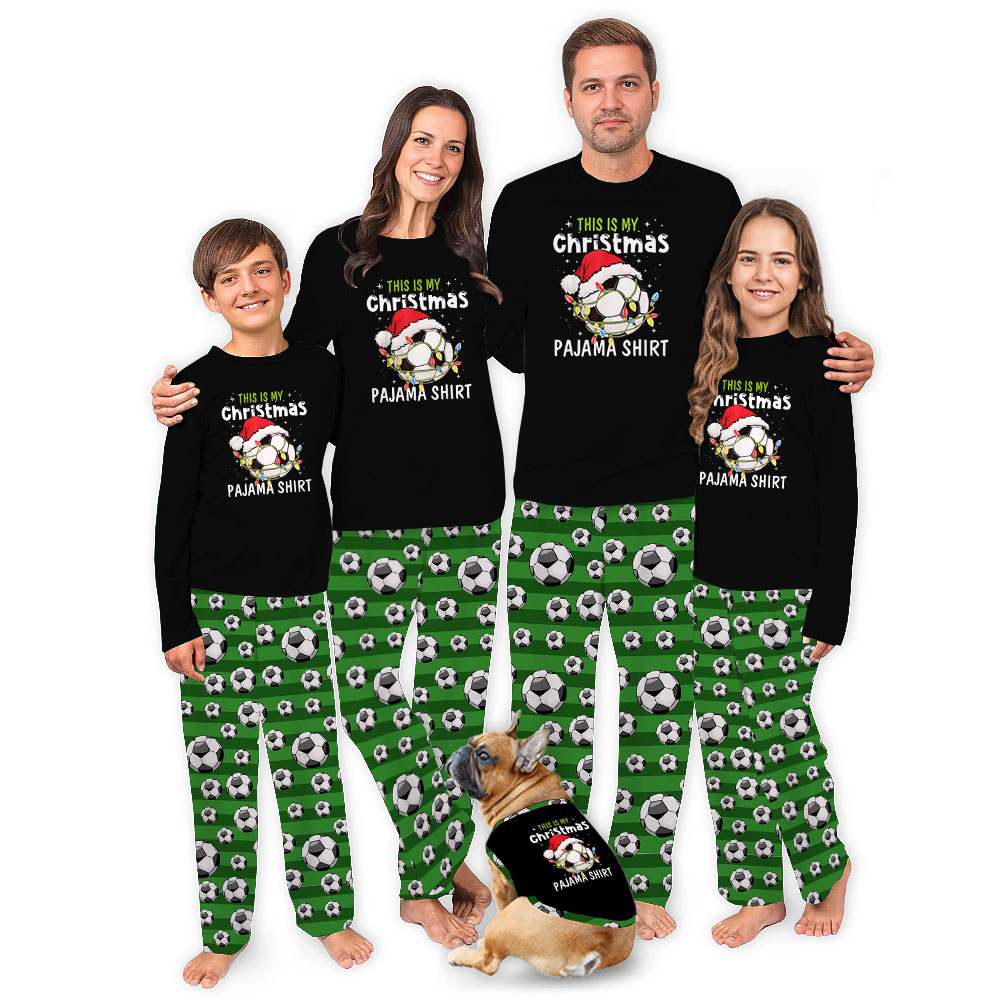 Soccer Ball With Santa Hat Christmas Pajamas Tops And Pants