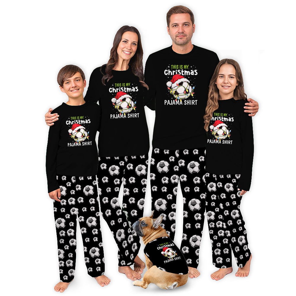 Cute This Is My Soccer Ball Christmas Pajamas Tops And Bottoms