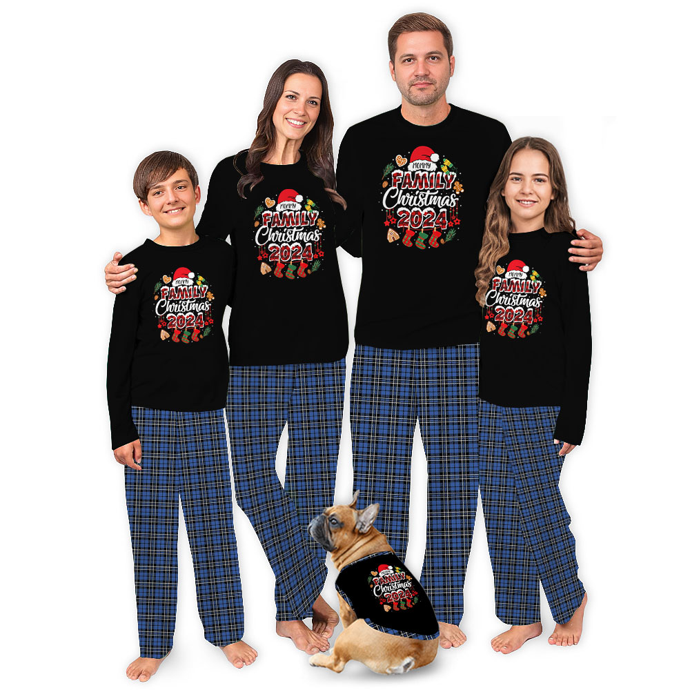 Festive Customizable Family Christmas 2024 Matching Pajamas With Dog Festive Customizable Family Christmas 2024 Matching Pajamas With Dog