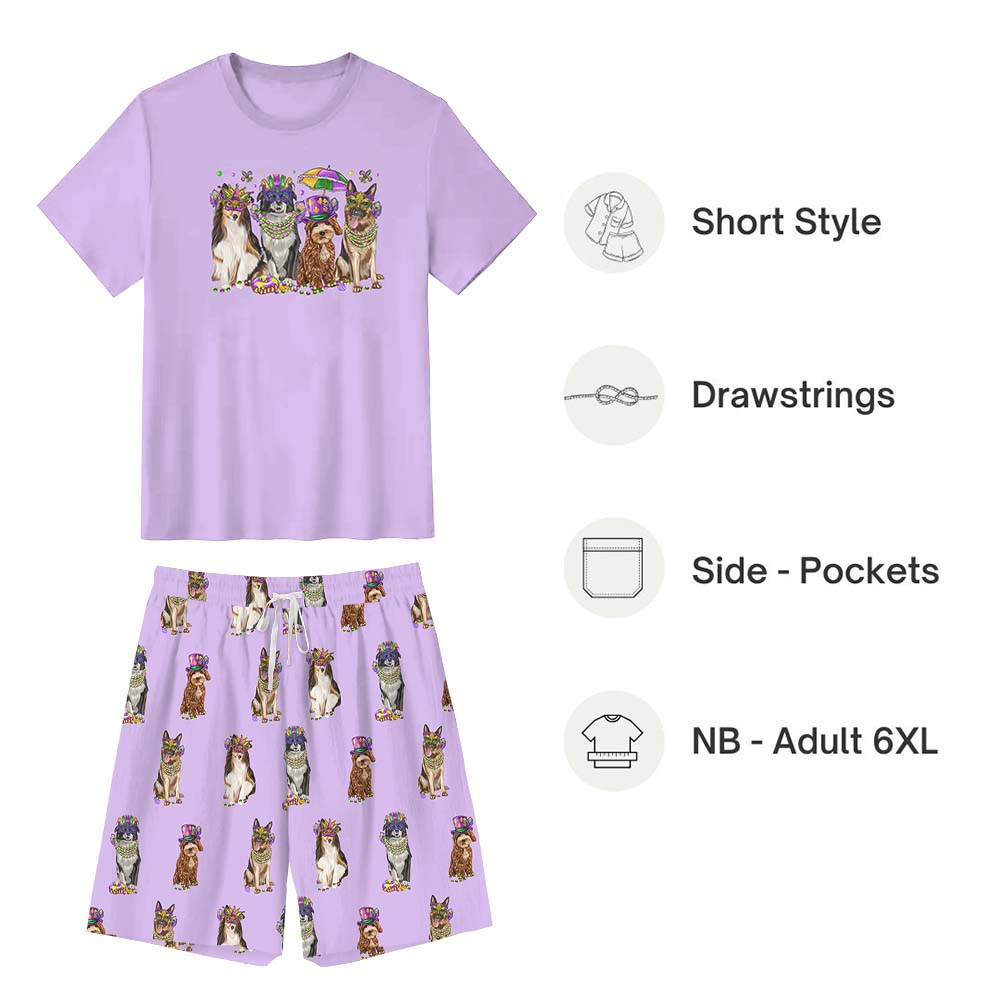 Mardi Gras Dog Short Matching Family Pajamas