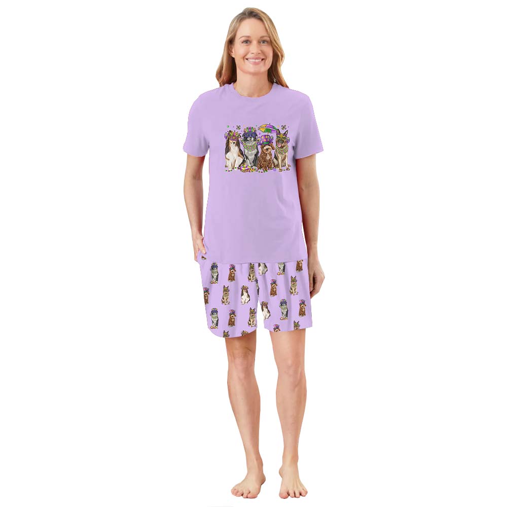 Mardi Gras Dog Short Matching Family Pajamas