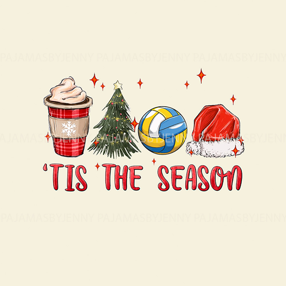Festive Tis The Season Volleyball Pajamas For Xmas