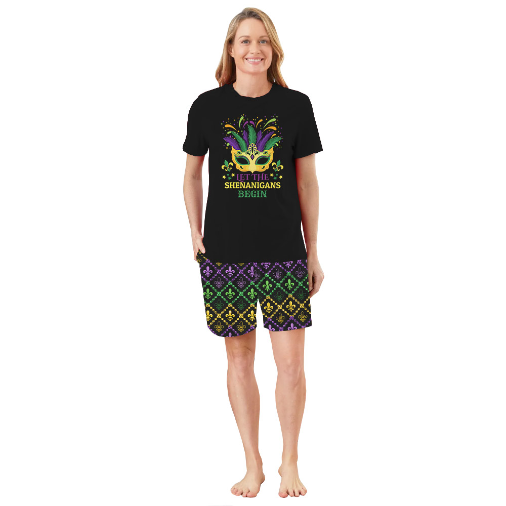 Festive Let the Shenanigans Begin Mardi Gras Pajamas For Adults Festive Let the Shenanigans Begin Mardi Gras Pajamas For Adults
