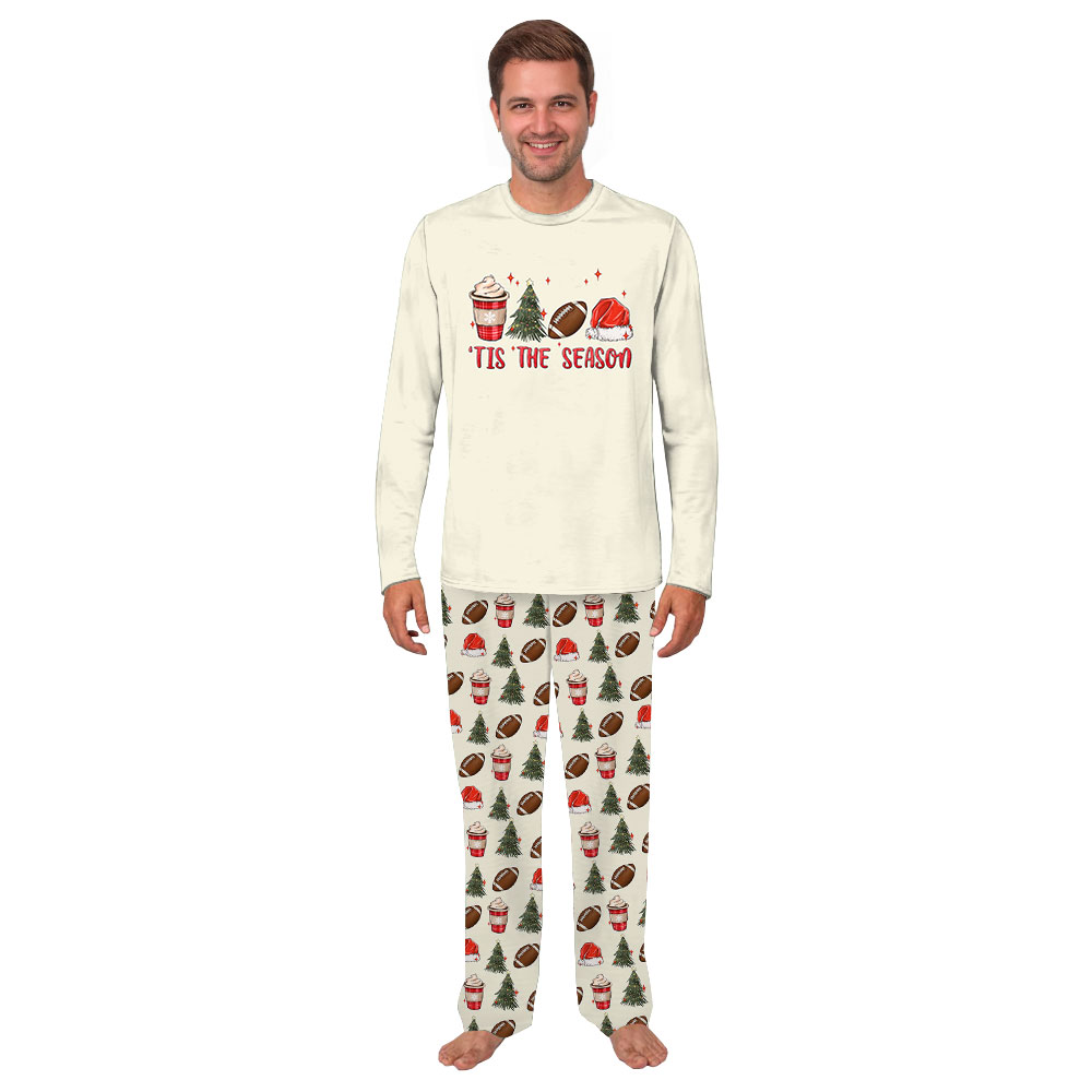 Matching Tis The Season Football Pajamas For Xmas Beige Matching Tis The Season Football Pajamas For Xmas Beige
