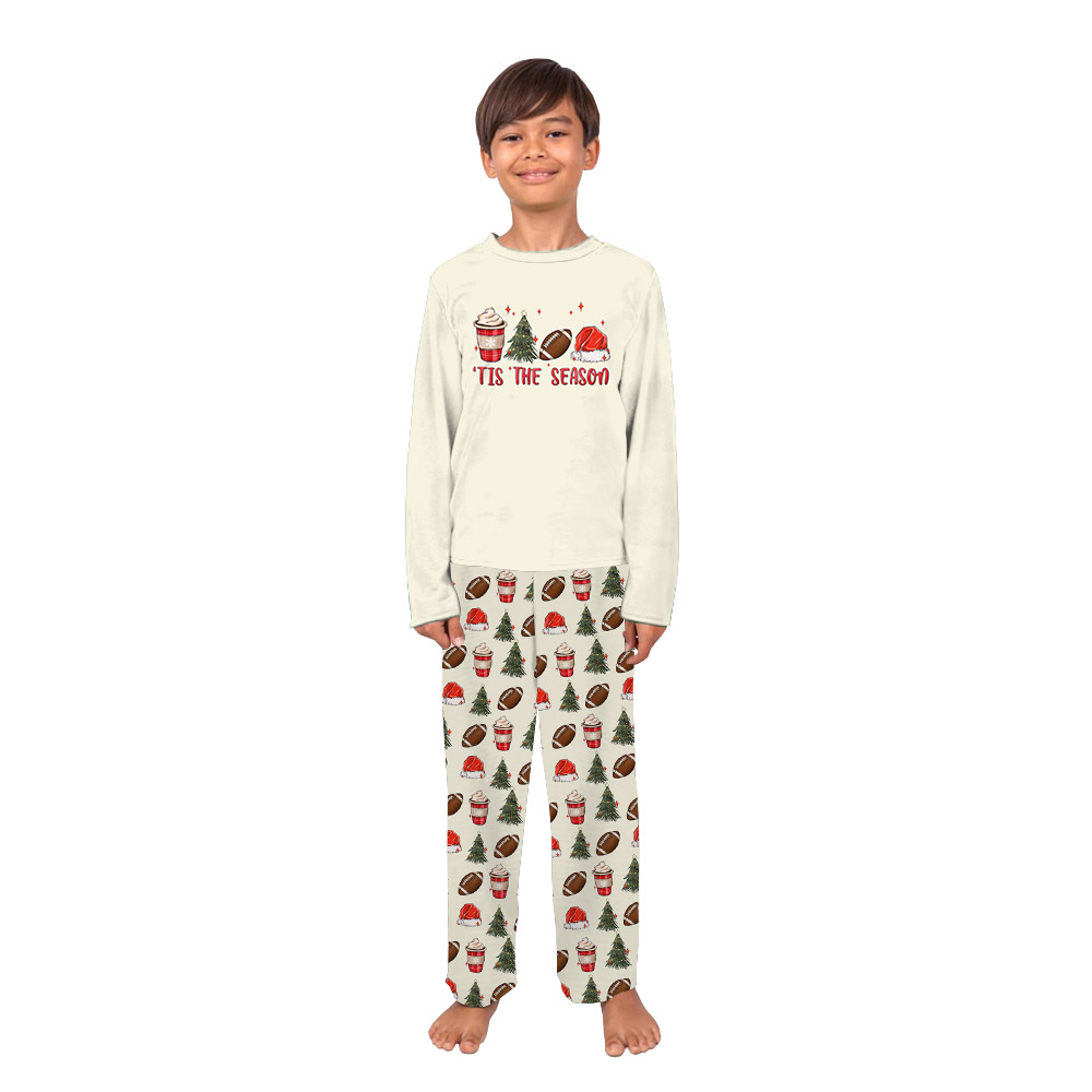 Matching Tis The Season Football Pajamas For Xmas Beige Matching Tis The Season Football Pajamas For Xmas Beige