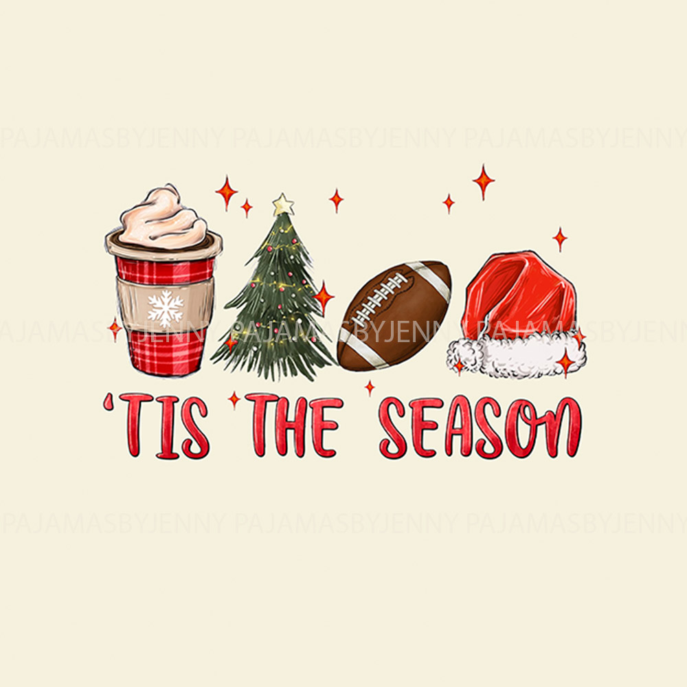 Matching Tis The Season Football Pajamas For Xmas Beige Matching Tis The Season Football Pajamas For Xmas Beige