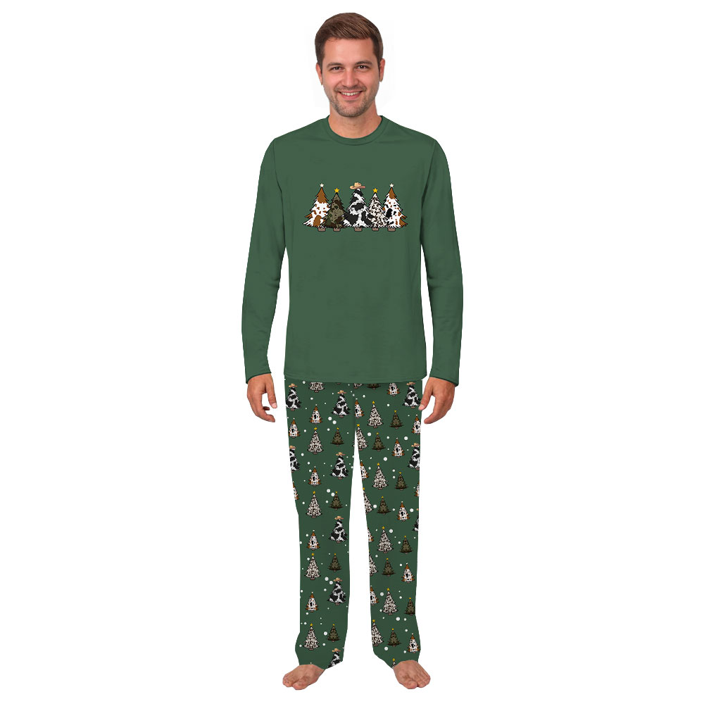 Unique Country Themed Cowhide Christmas Tree Pajamas Green Unique Country Themed Cowhide Christmas Tree Pajamas Green