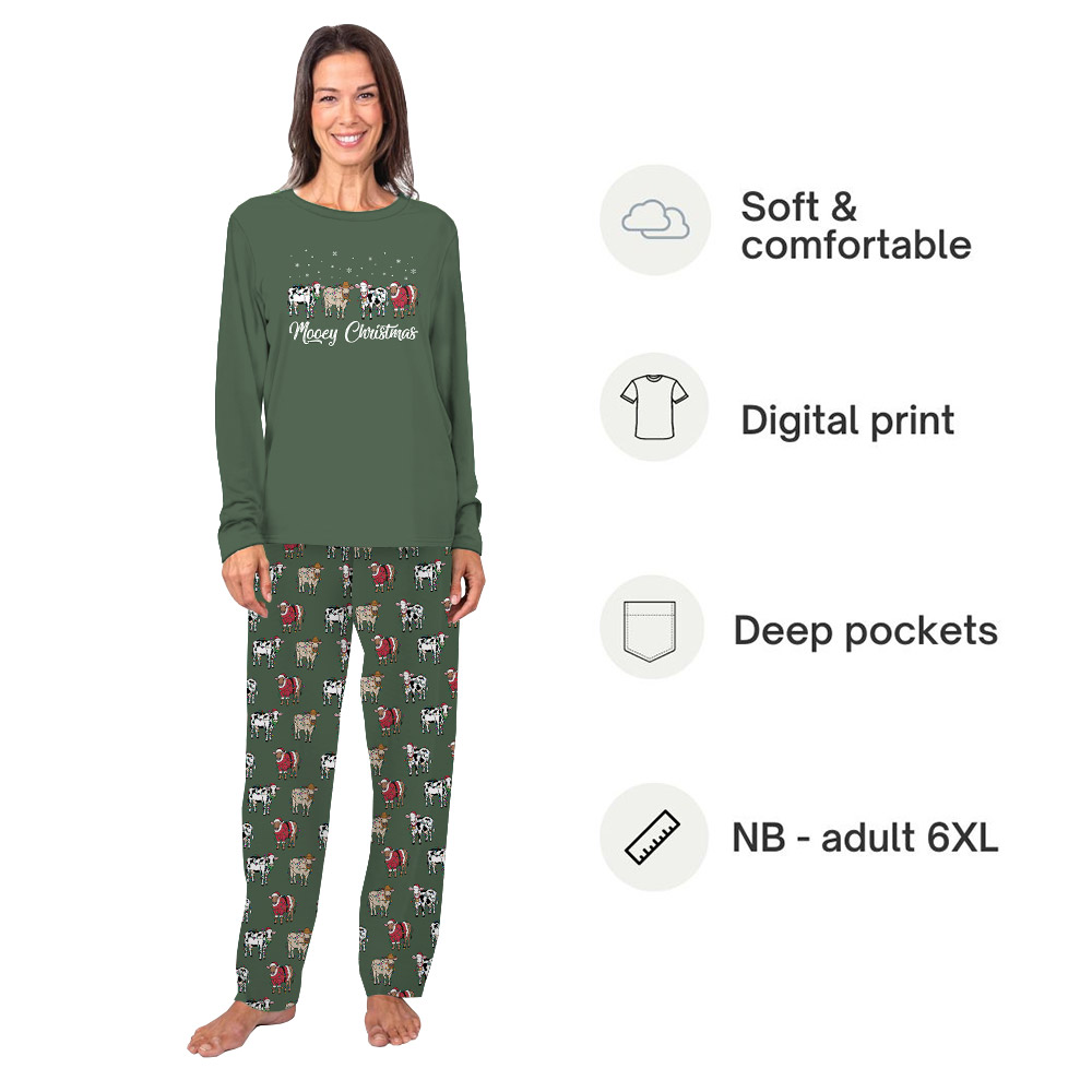Unique Christmas Cow Print Pajama Sets Including Plus Size