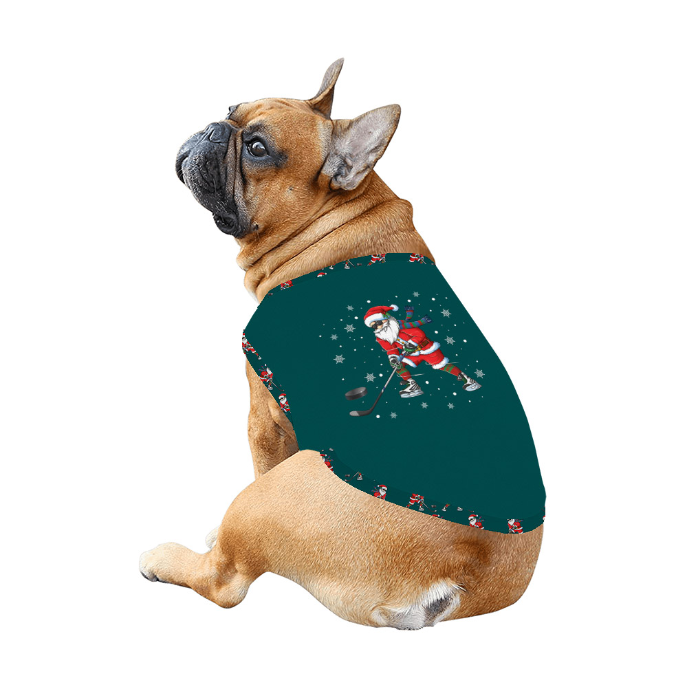 Festive Santa Playing Hockey Christmas Pajamas Green Festive Santa Playing Hockey Christmas Pajamas Green