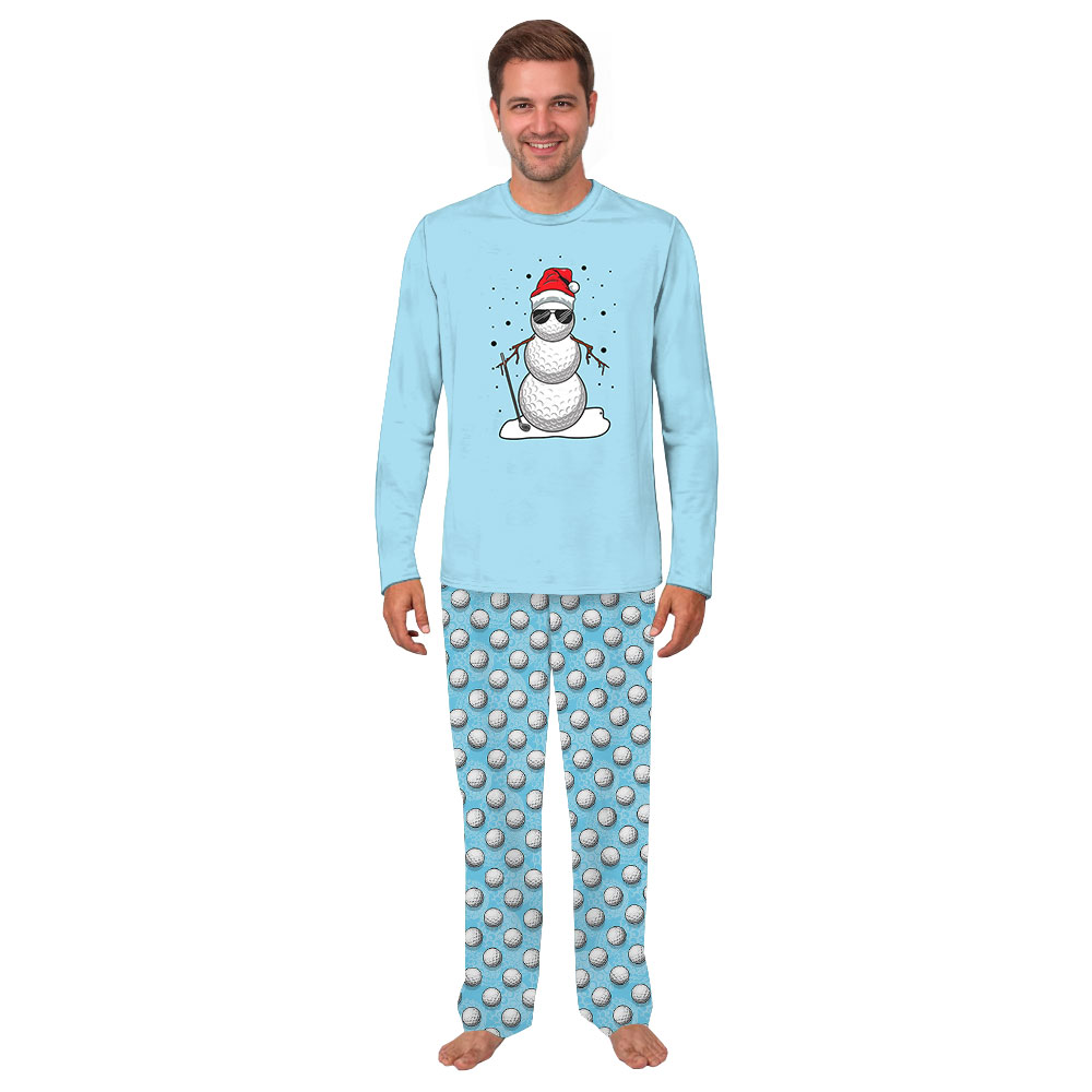 Unisex Golf Themed Pajamas For Christmas Blue Unisex Golf Themed Pajamas For Christmas Blue