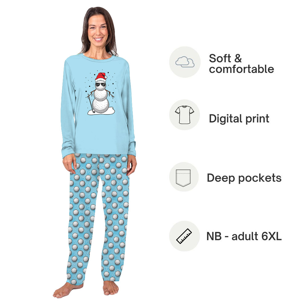 Unisex Golf Themed Pajamas For Christmas Blue Unisex Golf Themed Pajamas For Christmas Blue