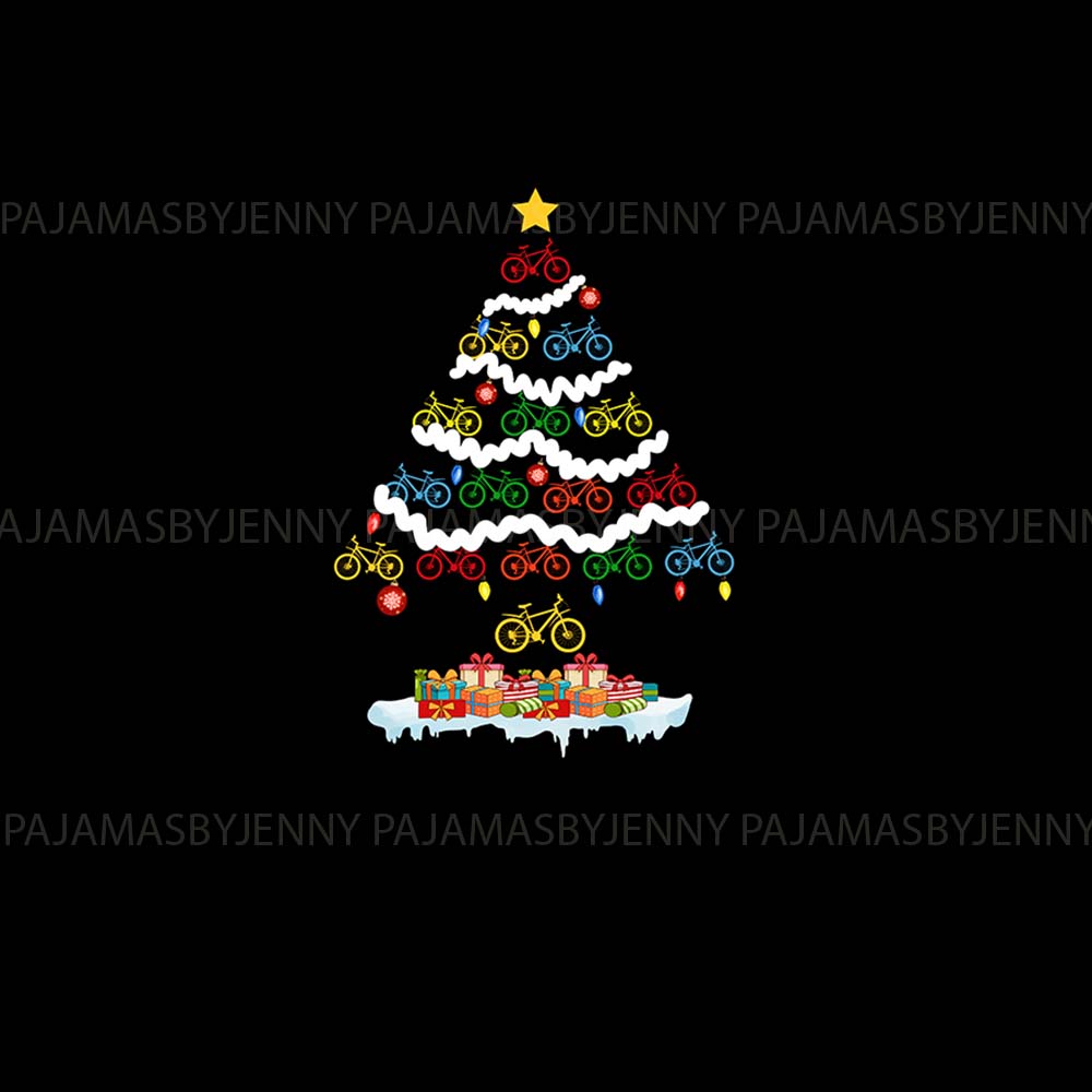 Festive Bicycle Christmas Tree Pajamas For Adults and Kids
