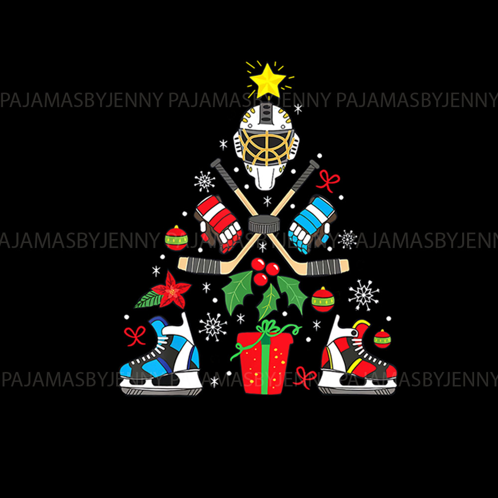 Unique Matching Hockey Christmas Pajamas Black Unique Matching Hockey Christmas Pajamas Black